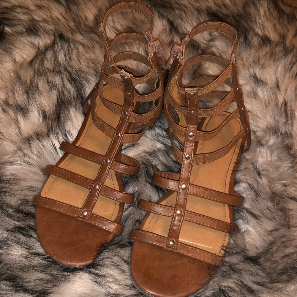Tan gladiator sandals